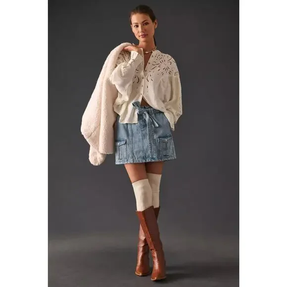 Pilcro Structured Eyelet Blouse L - Picture 3 of 7